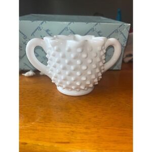 Vintage Fenton Hobnail Milk Glass Sugar Bowl Dish